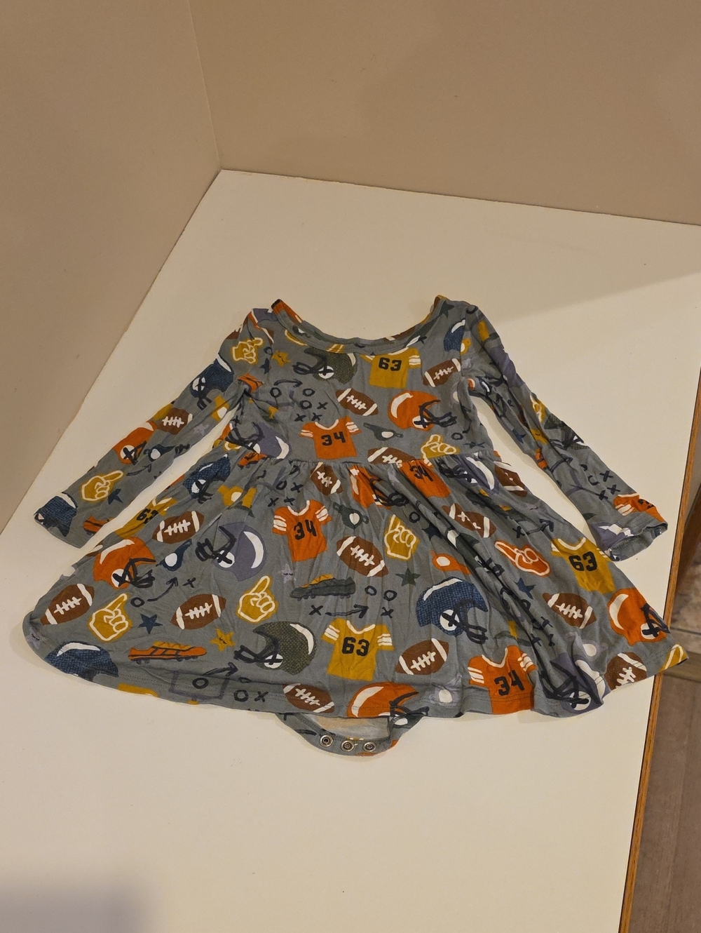 Toddler Long-Sleeve Football Print Dress
